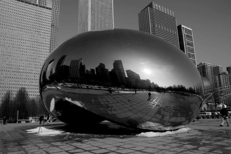 Chicago’s newly iconic “bean” structure stands out amongst the rectangularity of the city’s skyline. 