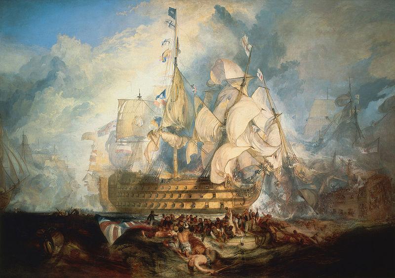 The Battle of Trafalgar, an artistic depiction by J.M.W Turner was created in 1824, 19 years after the battle.