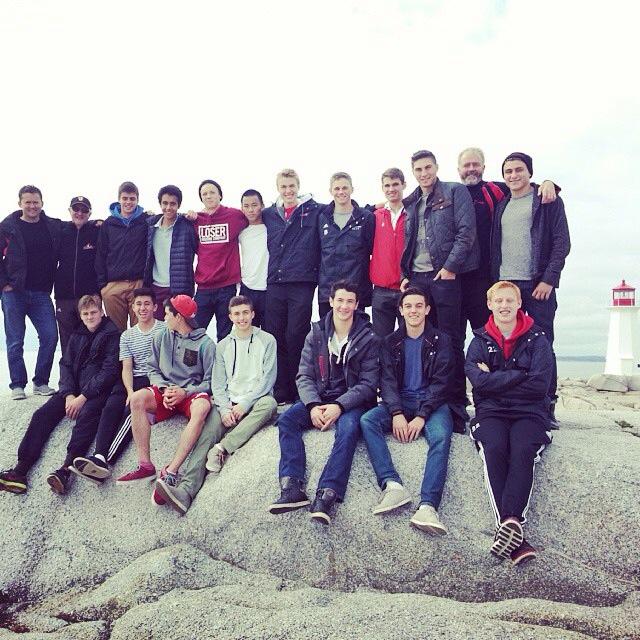 The team enjoys the scenery at Peggys Cove