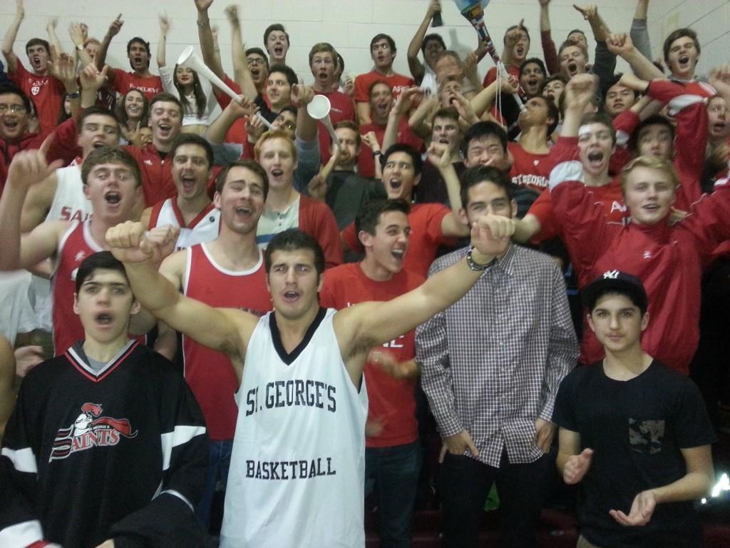 Saint Georges students cheering on their boys
