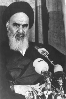 Ruhollah Khomeini delivering a speech in 1979