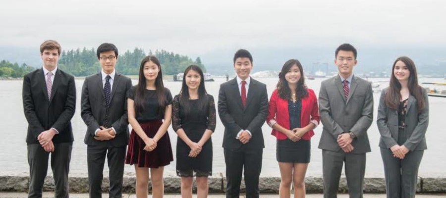 The Secretariat of CAHSMUN, including Saints student Jay McCauley (far left)