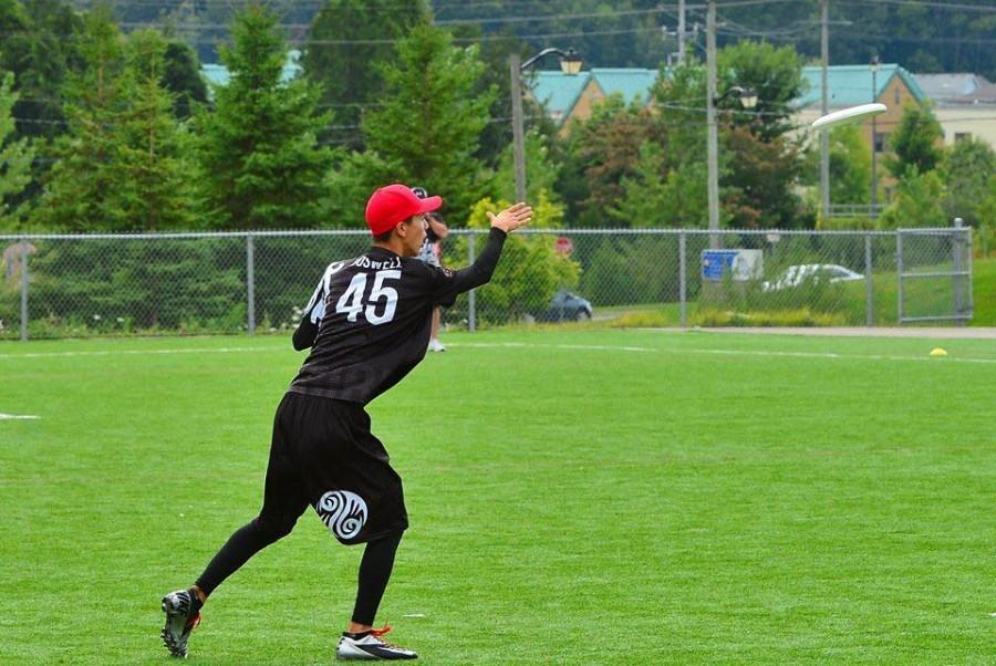 Angus playing for the West Coast Tribe at the 2014 Canadian Ultimate Championships last August