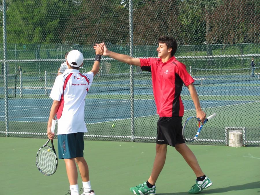 Andrew Day and Brandon Leung exchanges high fives. (10)
