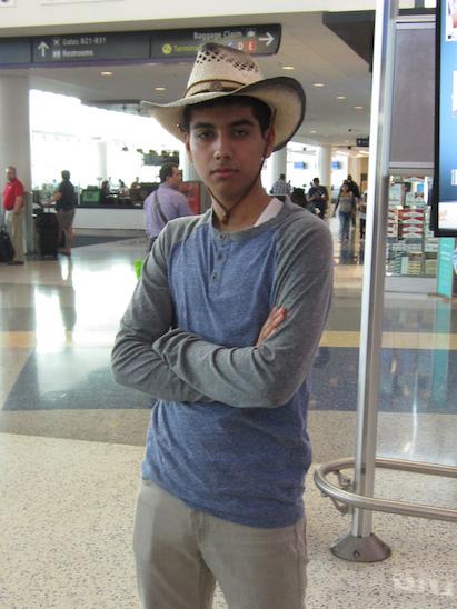 Eshan Cheema (Grade 11) posing in his new "Authentic Texan Cowboy Hat"