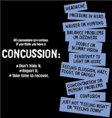 A poster about concussions and first aid. 