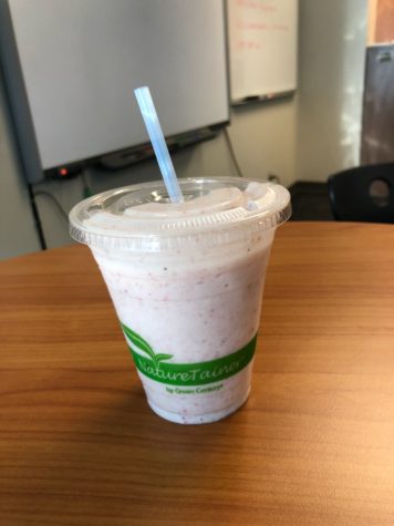 The Cafe’s famous Strawberry Smoothie. 
