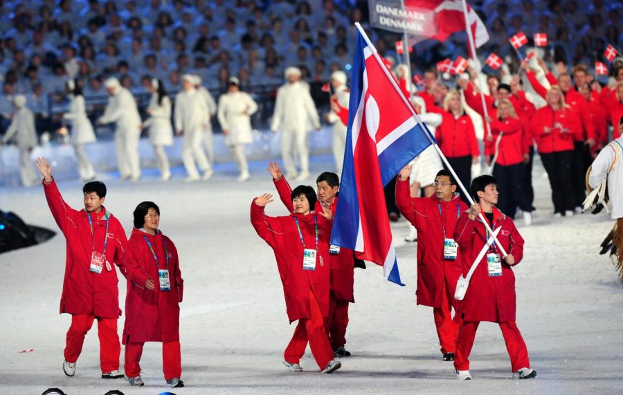 The+22+athletes+from+North+Korea+during+the+2018+Winter+Olympics+opening+ceremony.+