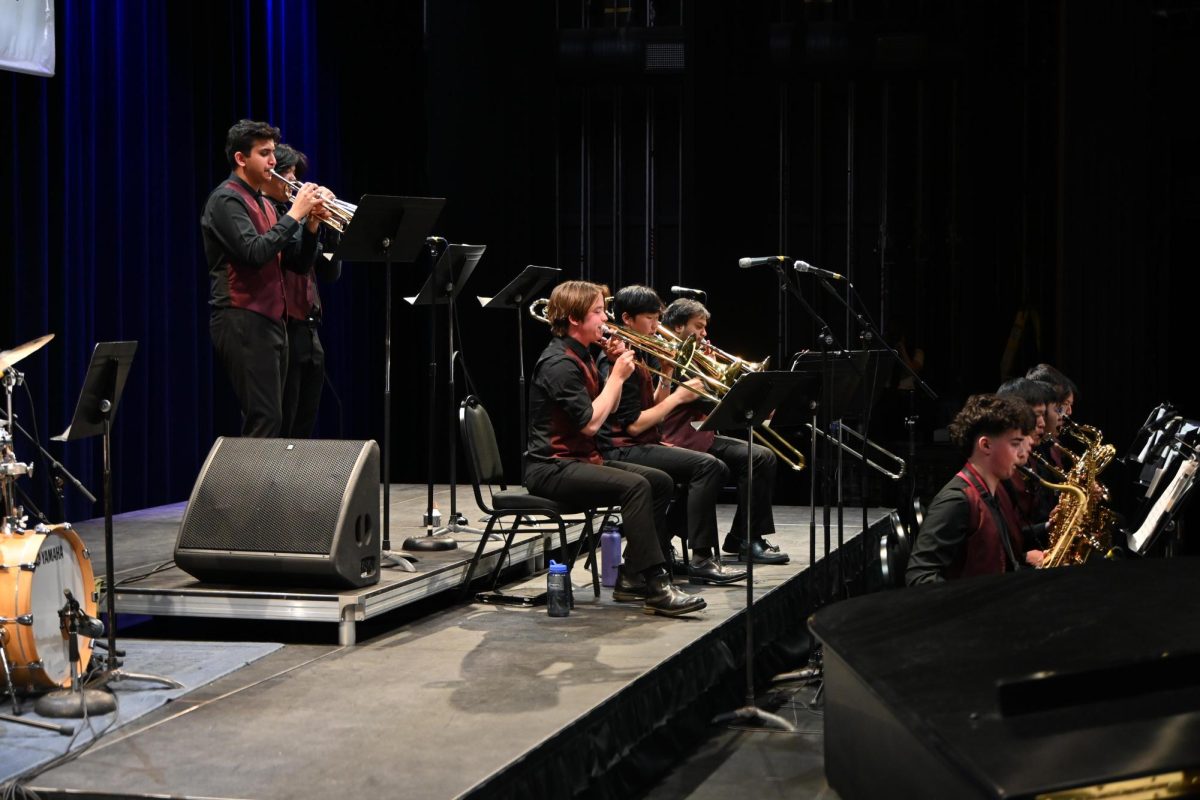 The Senior Jazz Band playing alongside soloist Toby Mar 25' on 'Round Midnight