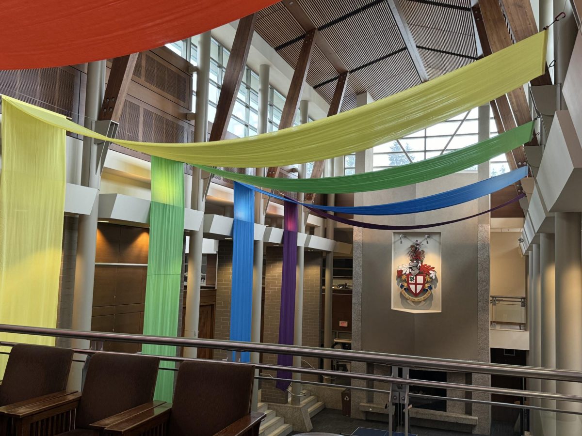 A Festive Pride Month Display in a Great Hall