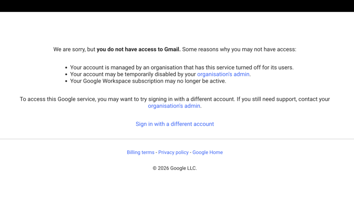Students and staff were greeted with this error message when attempting to access web applications during the attack.